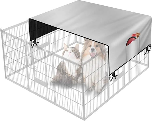 SIRUITON Dog Playpen Cover,Heavy Duty 600D Oxford Fabric with Sun/Rain Dog Play Pen Cover Top Sun Shade Specialized Fits f...