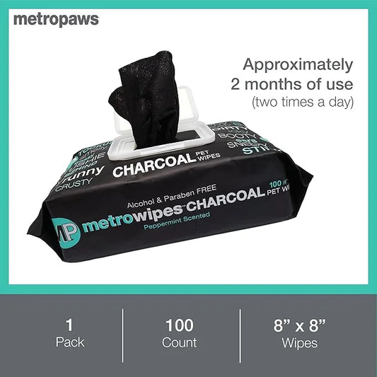 MetroPaws Peppermint Dog Wipes, 100 Extra Large, Thick Cleaning Wipes & The Dog Waste Bag Dispenser & Holder, Bag Holder W...