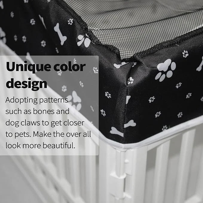 PJYuCien Dog Playpen Mesh Top Cover, Fits 36 Inch 4 Panels Regular Square Plastic Exercise Pet Pen, Adhesive Tape Connecti...