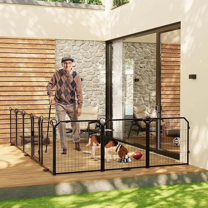 Dog Playpen Portable Extra Large 16 Panels 24" Height Adjustable with Gate, Perfect for Puppies and Small Dogs, Easy to St...