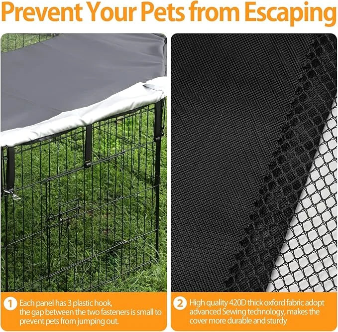 PJYuCien Dog Playpen Bottom Pad + Top Cover,Fits 24 Inch 8 Panels Regular Octagon Metal Exercise Pet Pen,Black (Note:Playp...