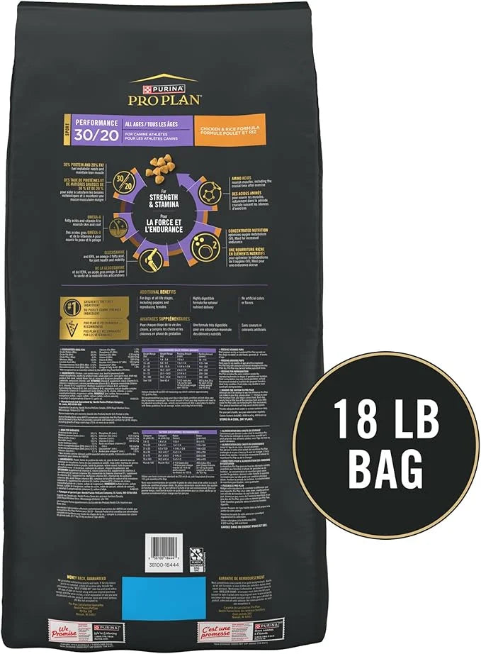 Purina Pro Plan Sport Performance 30/20 Chicken and Rice Formula High Protein Dog Food - 18 lb. Bag - Product Image