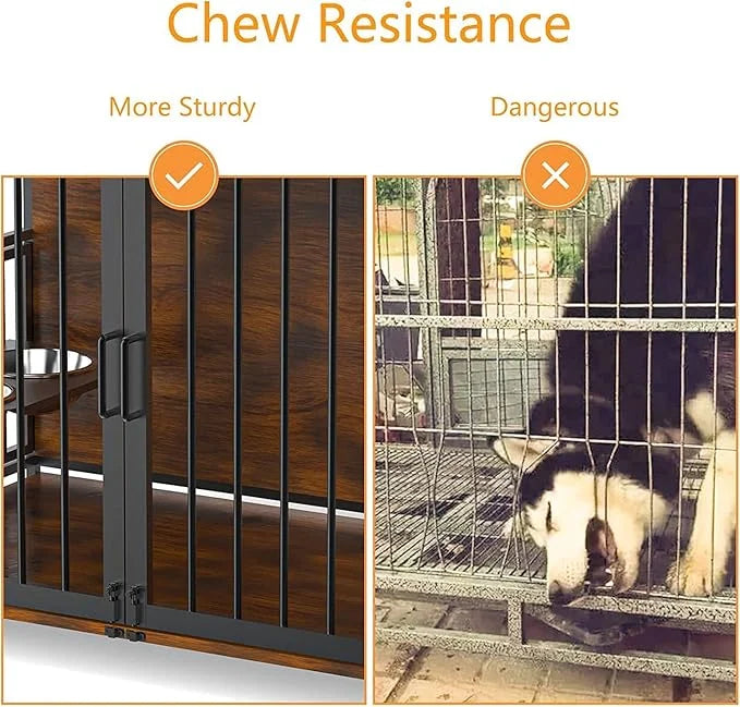 ROOMTEC Dog Crate Furniture-Style Cages for Small Dogs Indoor Heavy Duty Super Sturdy Dog Kennels with 2 Stainless Steel B...
