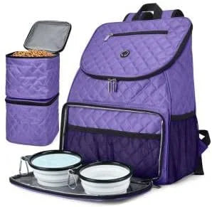 BAGLHER Dog Travel Bag Airline Approved Pet Supplies Backpack, Dog Travel Backpack with 2 Silicone Collapsible Bowls and 2...