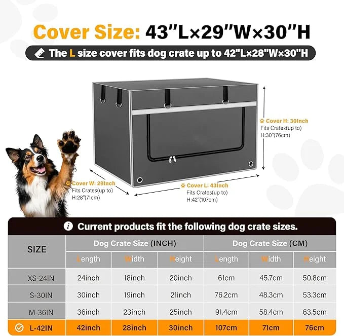 Dog Crate Cover 42 Inch Insulated Tear-Resistant ??Heavy-Duty & Breathable Dog Kennel Cover Indoor/Outdoor Use, Seamless F...