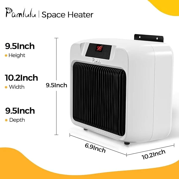 600W Dog House Heater for Chicken Coop and Rabbits - Portable With Digital Display, White Wall-Mounted Insulated Winter Pe...