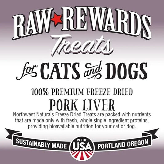 Northwest Naturals Raw Rewards Freeze-Dried Pork Liver Treats for Dogs and Cats - Bite-Sized Pieces - Healthy, 1 Ingredien...