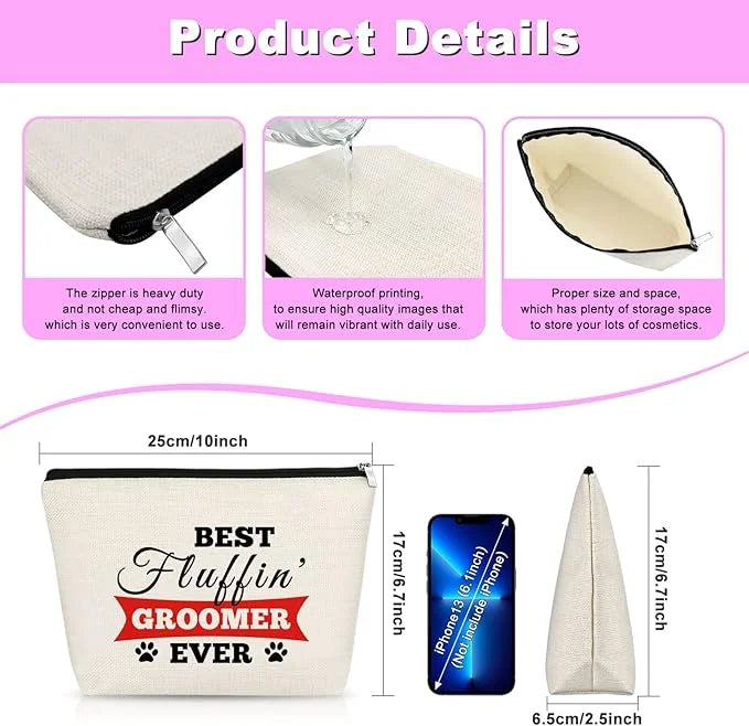 Thank You Gift Dog Groomer Gift for Women Pet Groomer Gift for Dog Stylist Makeup Bag Dog Hairdresser Cosmetic Bag Dog Gro...