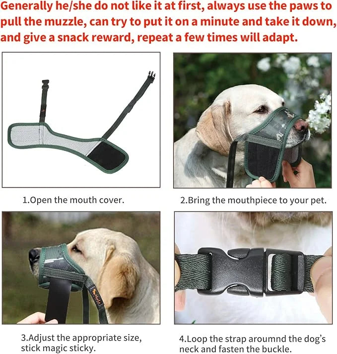 HEELE Dog Muzzle, Soft Tactical Camouflage Dog Muzzle for Small Medium Large Dogs, Breathable Muzzle to Prevent Biting, Ch...