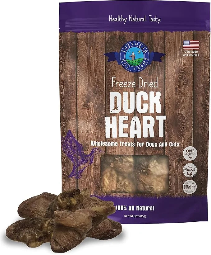 Freeze Dried Dog and Cat Treats, Duck Heart, All Natural Freeze-Dried Dog Treat & Dog Snack, Made in USA, High in Protein,...