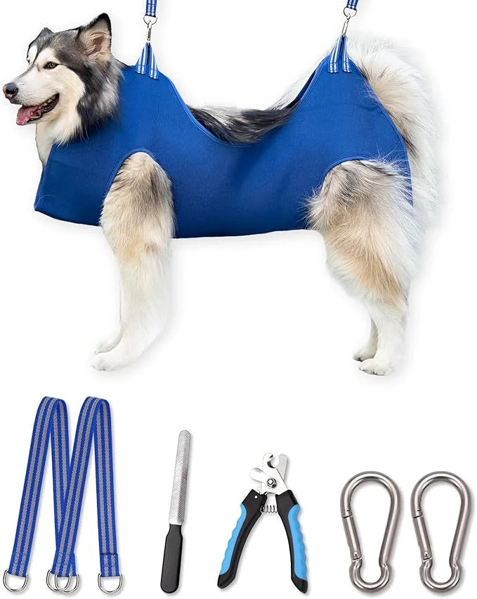 10 in 1 Dog Pet Grooming Hammock Harness with Nail Clippers/Trimmer, Nail File,Dog Nail Hammock, Dog Grooming Sling for Na...