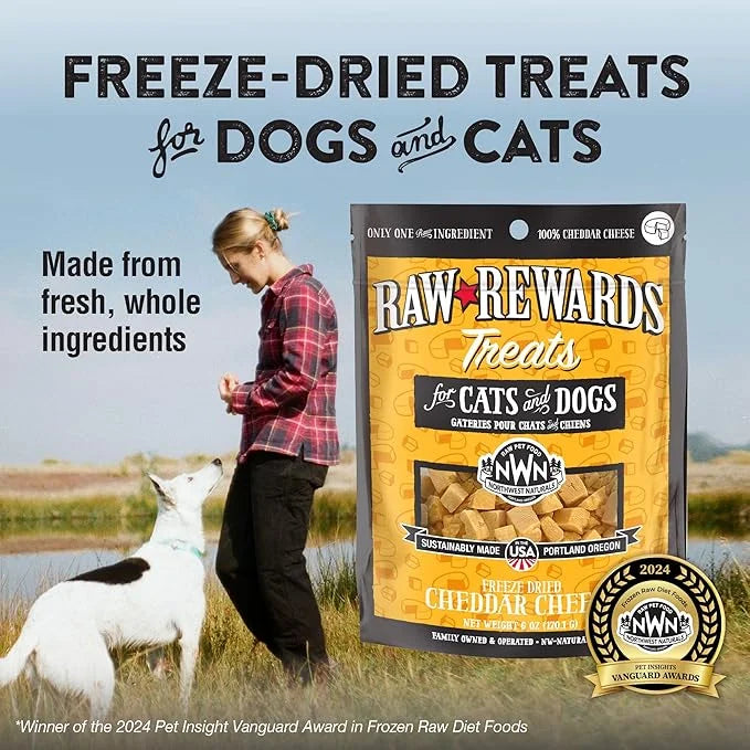 Northwest Naturals Raw Rewards Freeze-Dried Cheddar Cheese Treats for Dogs and Cats - Bite-Sized Pieces - Healthy, 1 Ingre...