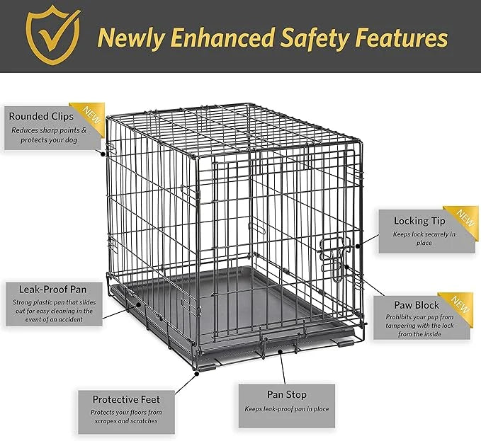 New World Newly Enhanced Single Door New World Dog Crate, Includes Leak-Proof Pan, Floor Protecting Feet, & New Patented F...