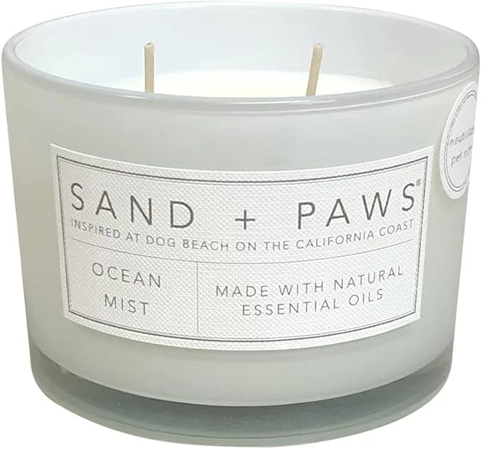 Sand + Paws Scented Candle - Ocean Mist - Additional Scents and Sizes – Luxurious Air Freshening Jar Candles Neutralize pe...