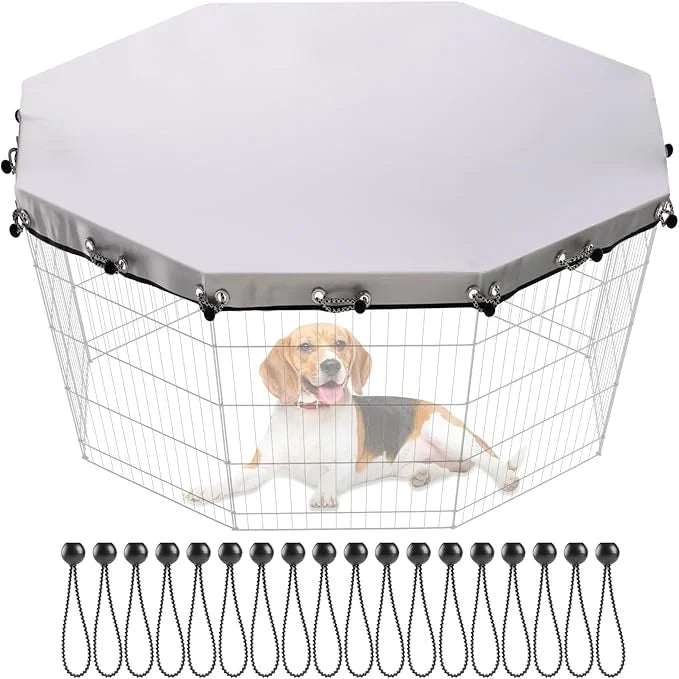 Dog Playpen Cover,Fits 24 Inch 8 Panels Regular Octagon Metal Exercise Pet Pen for Pets Provide Rain Proof Shade and Secur...