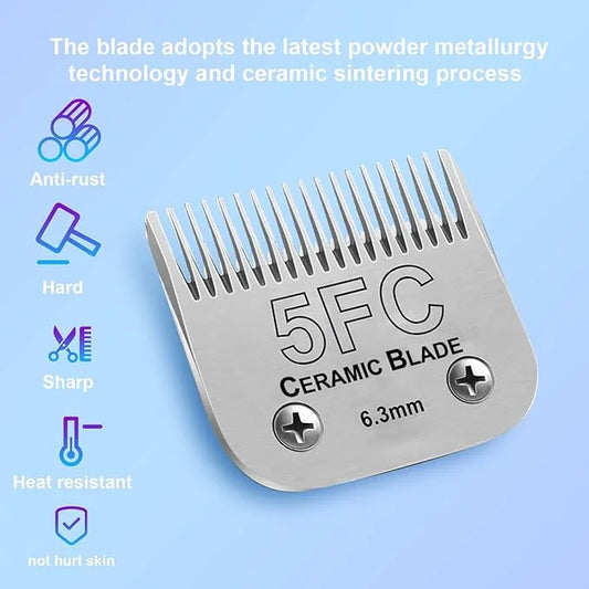 Size 10/7FC/5FC/4FC Detachable Pet Dog Grooming Clipper Ceramic Blades Set,Compatible with Andis,Oster A5,Wahl KM10 Series...