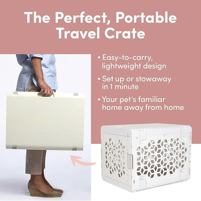 KindTail PAWD Collapsible Puppy and Dog Crate + Washable Bed - Stylish Pet Kennel with Comfortable Pad - Safe Indoor Set -...