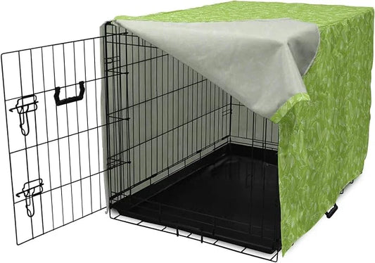 Ambesonne Floral Dog Crate Cover, Vintage Inspired Simplistic Outline Flowers Nature Botany Art Repetition, Easy to Use Pe...
