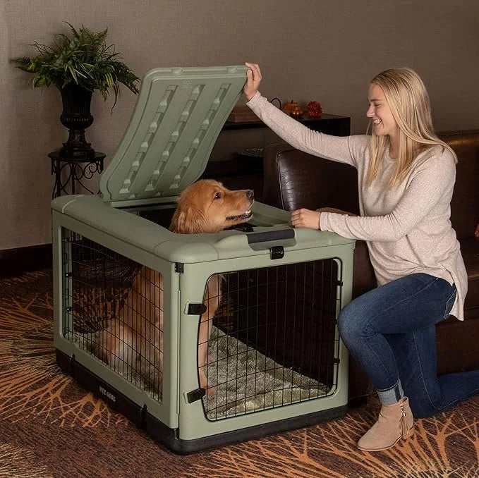 Pet Gear “The Other Door” 4 Door Steel Crate for Dogs/Cats with Garage-Style Door, Includes Plush Bed + Travel Bag, No Too...