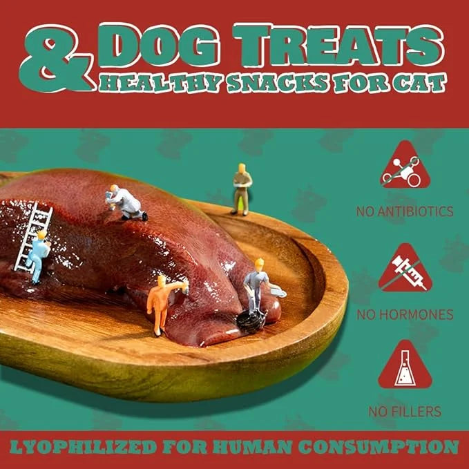 18oz Freeze Dried Beef Liver Dog Treats & Healthy Snacks for Cat,100% Raw Beef Liver Cut Into Pieces,Soft Treats for Train...