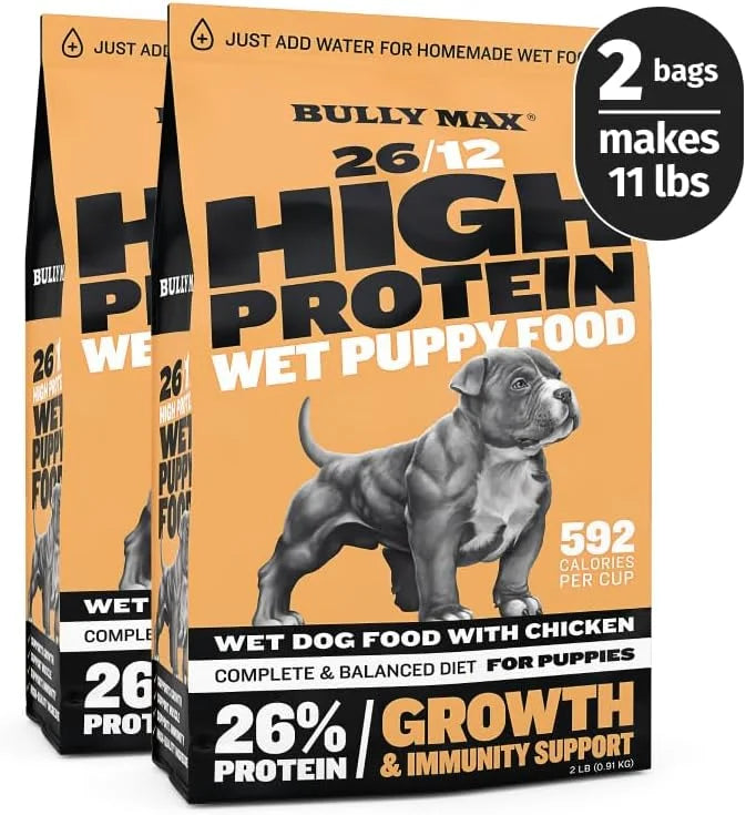 Bully Max Wet Puppy Food - Instant Fresh Dehydrated High Protein Soft Dog Food with Chicken - Healthy Growth for Small & L...