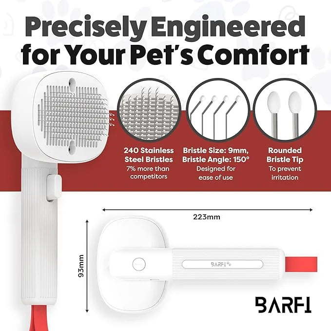 BARFI Pet Brush - Self-Cleaning Pet, Cat, Dog Shedding Brush - Multi-Functional Grooming Tool with Negative Ion Technology...