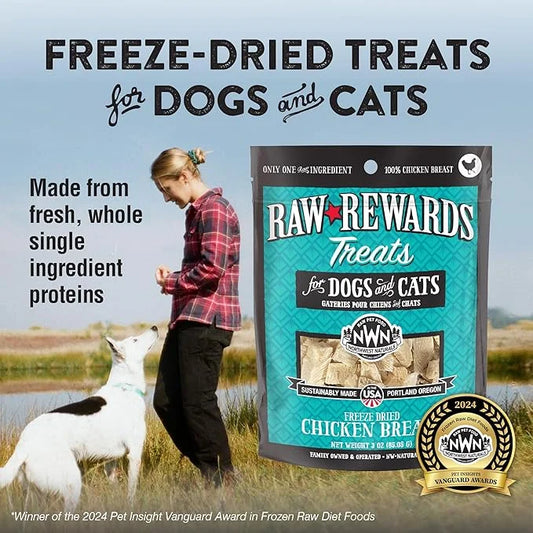 Northwest Naturals Raw Rewards Freeze-Dried Chicken Breast Treats for Dogs and Cats - Bite-Sized Pieces - Healthy, 1 Ingre...
