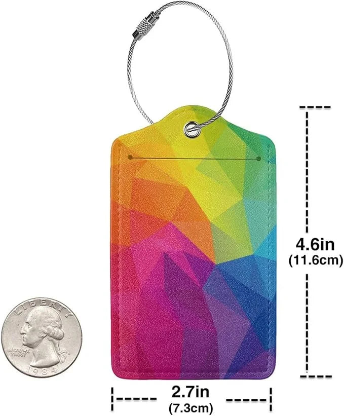 2 Pcs Cute Colorful Geometric Pattern Luggage Tag for Suitcase, Bright Rainbow Decorations Tags Birthday Gifts for Men Wom...