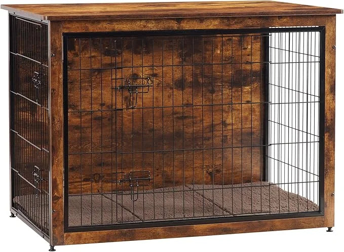DWANTON Dog Crate Furniture with Cushion, Wooden Kennel Table with Double Doors, Indoor Dog House, Extra Large Size, 43.3"...