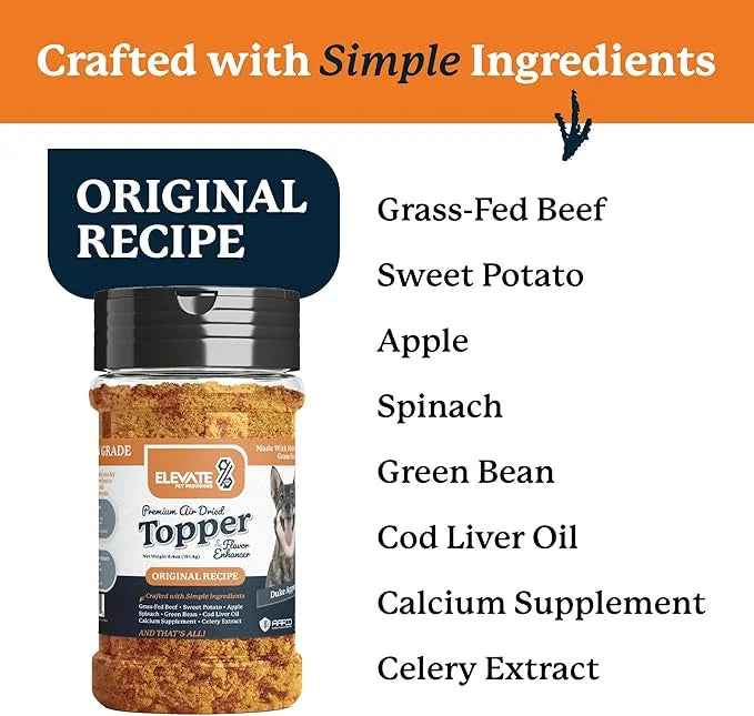 100% Human Grade - Dog Food Toppers for Picky Eaters - Air Dried, All Natural, USA Grass Fed Beef - Limited Ingredient, Gr...