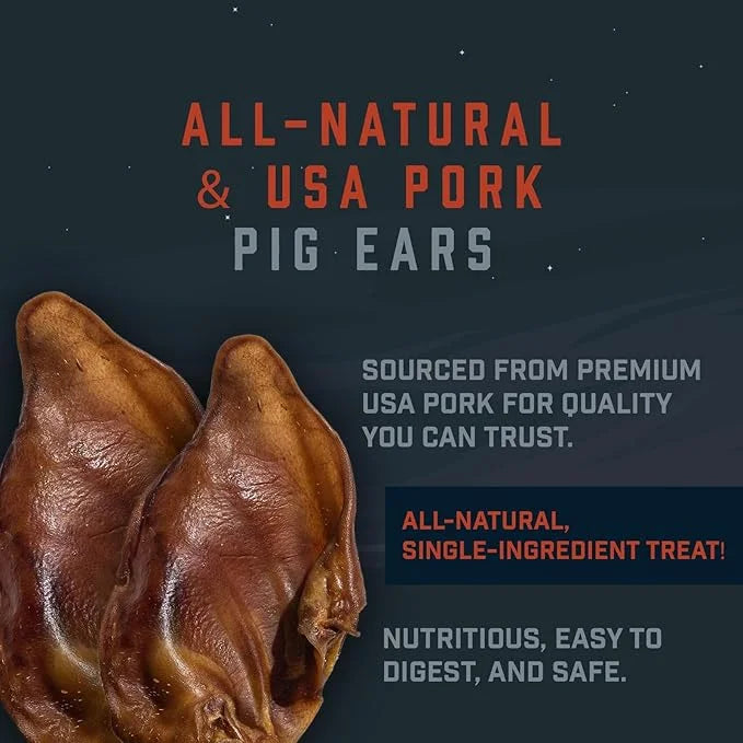 Wild Wolf USA Pig Ears (5 Pack) 100% Natural Dog Chew Treat - Sourced and Baked in The USA - Healthy, High Protein Snack -...