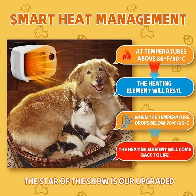 Pet House Heater with Thermostat - 2 Heating Modes (200/400W), 6FT Anti Chew Cord, Overheat Protection - Ideal for Dog Hou...