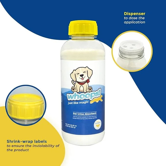 Whoops! Pet Accident Cleanup Powder - Non-Toxic, Citrus Fragrance, Absorbs & Deodorizes Urine, Vomit, Diarrhea - 2 Pack (2...