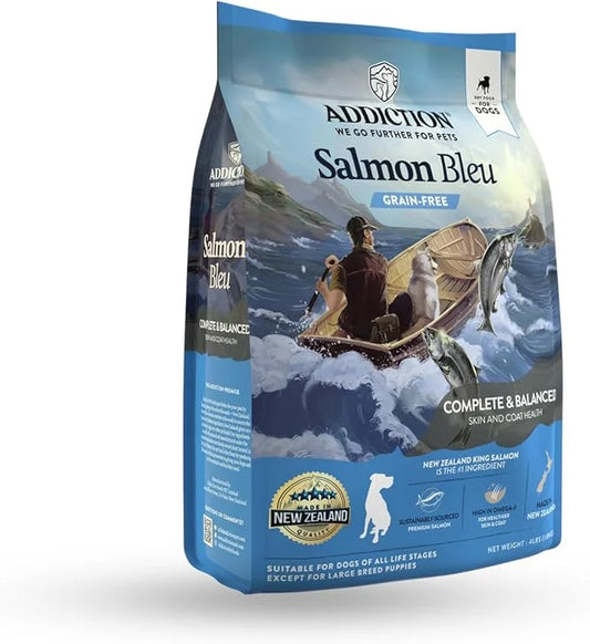 Addiction Salmon Bleu Grain-Free Dry Dog Food Formula - New Zealand King Salmon, Probiotic-Rich Fruits & Vegetables, Fish ...