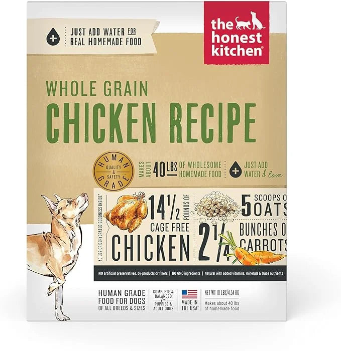 The Honest Kitchen Human Grade Dehydrated Whole Grain Dog Food – Complete Meal or Topper – Chicken 10 lb (makes 40 lbs) - ...