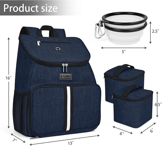 BAGLHER丨Dog Travel Bag, Airline Approved Pet Supplies Backpack, Dog Travel Backpack with 2 Silicone Collapsible Bowls and ...