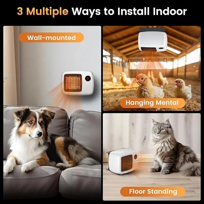 Unique Design 600W/300W Dog House Heater with Thermostat for Outside Winter Insulated House 6 Ft Anti Chew Cord, Safe Heat...