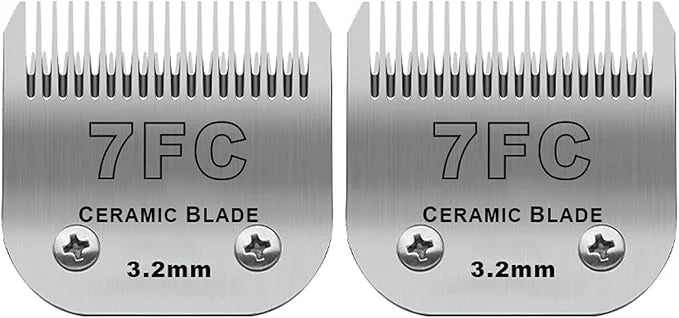2 Pack Detachable Pet Dog Grooming Clipper Ceramic Blades,Compatible with Andis Size-7FC Cut Length 1/8"(3.2mm),Compatible...