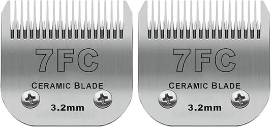 2 Pack Detachable Pet Dog Grooming Clipper Ceramic Blades,Compatible with Andis Size-7FC Cut Length 1/8"(3.2mm),Compatible...