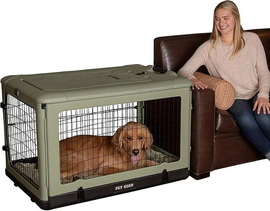 Pet Gear “The Other Door” 4 Door Steel Crate for Dogs/Cats with Garage-Style Door, Includes Plush Bed + Travel Bag, No Too...