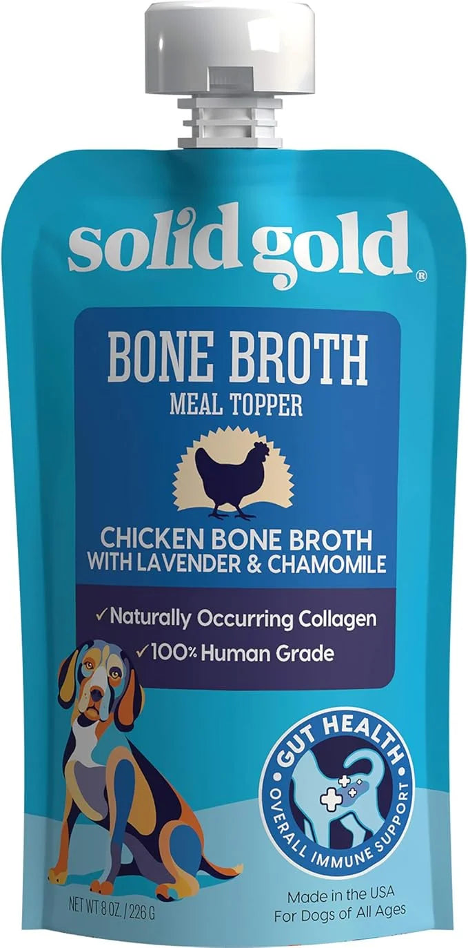 Solid Gold Chicken Bone Broth for Dogs - Grain Free Dog Food Topper Rich in Collagen and Superfoods - Nutrient Dense Dog G...