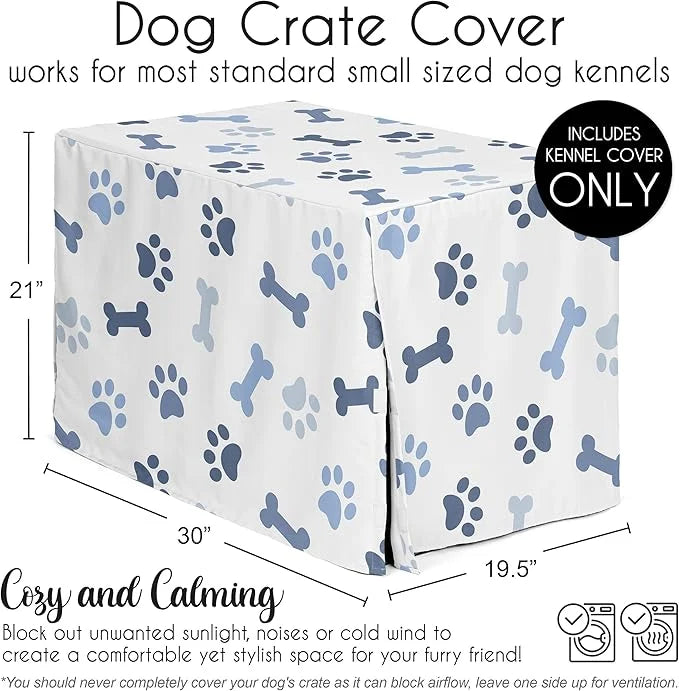 Sweet Jojo Designs 30in. Small/Medium Dog Crate Cover (Bones and Paw Prints) for Boys Pet Cage, Kennel Covers (Modern, Car...