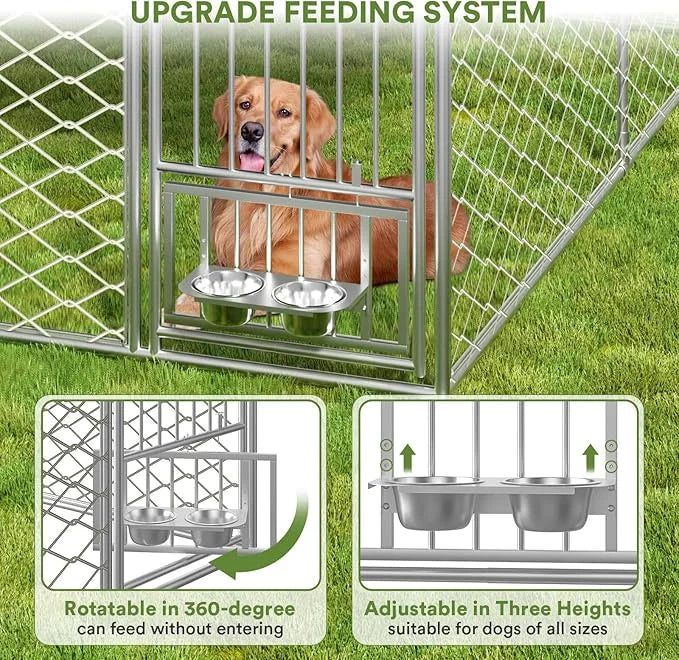 10x10 ft Dog Kennel Outdoor - Outside Dog Kennel with Roof, Heavy Duty Large Outdoor Dog Kennel, Covered Dog Outdoor Kenne...