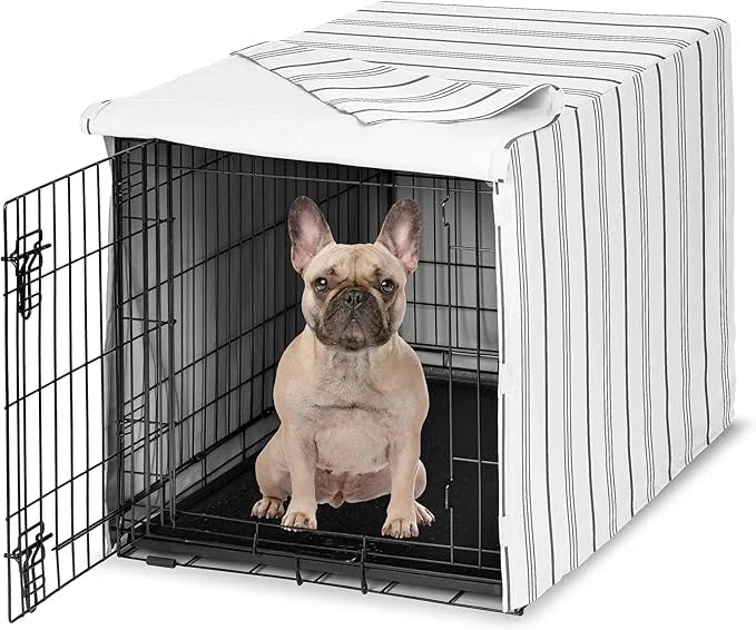 Sweet Jojo Designs 24in. Small/Medium Dog Crate Cover (Cartoon Puppy Print) Pet Cage, Kennel Covers (Neutral, Modern, Bull...