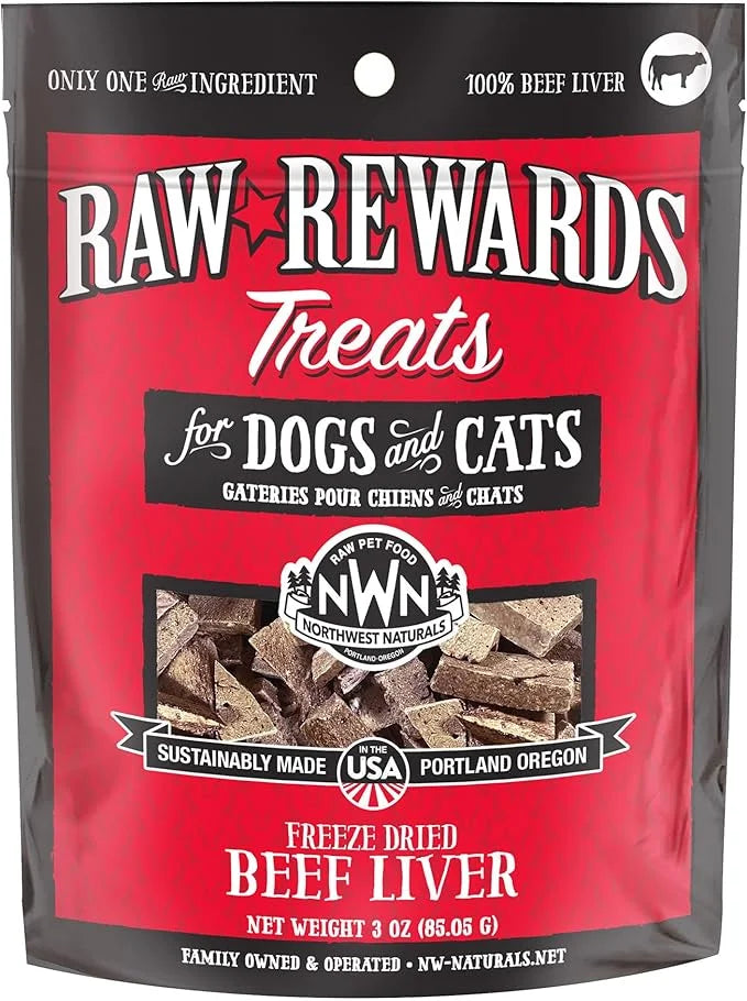 Northwest Naturals Raw Rewards Freeze-Dried Beef Liver Treats for Dogs and Cats - Bite-Sized Pieces - Healthy, 1 Ingredien...