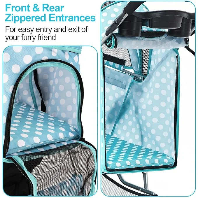 Dog Stroller for Small Dogs, Portable Pet Stroller for Cats Folding Puppy Stroller Lightweight Dog Cat Cage Jogger Strolle...