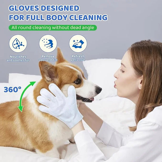 VOISEN 24 Pcs Pet Glove Wipes for Dogs and Cats,Cleaning & Deodorizing Bathing Grooming Wipes,Unscented Thick Nourish Fur ...