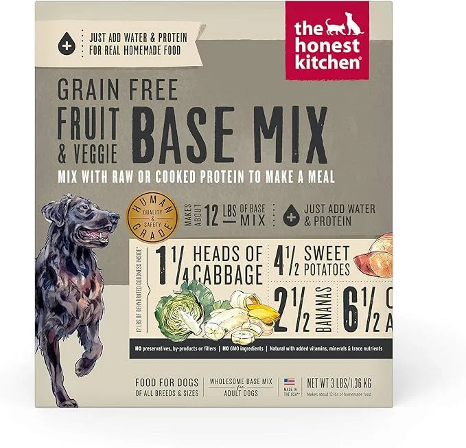 The Honest Kitchen Dehydrated Grain Free Fruit & Veggie Base Mix Dog Food (Just Add Protein), 3 lb Box - Product Image