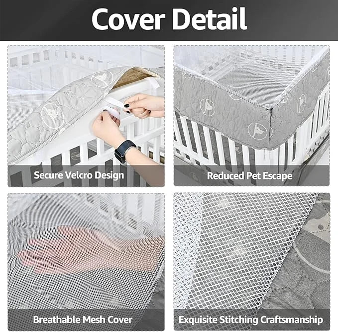 PJYuCien Dog Playpen Bottom Pad and Cover Fits for 36 Inch 4 Panels Exercise Pet Pen,Grey - Product Image