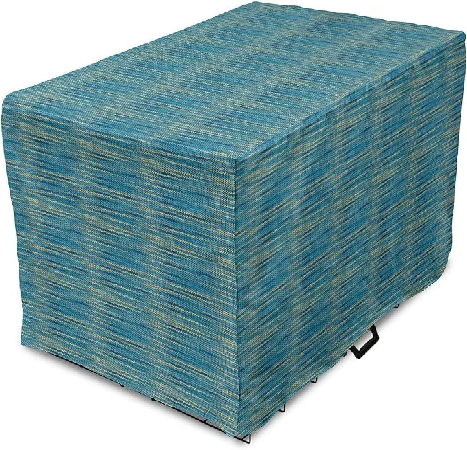 Lunarable Yellow and Blue Dog Crate Cover, Knitted Melange Inspired Graphic Clothing Texture Pattern, Easy to Use Pet Kenn...